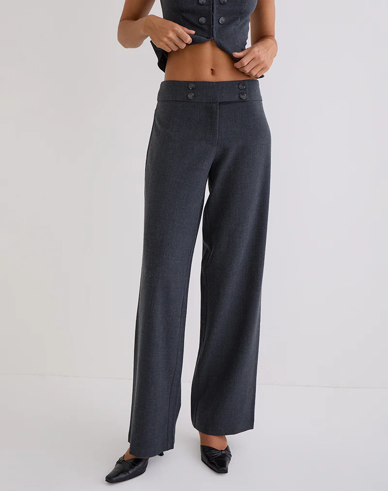 Arisyo Wide Leg Trouser in Tailoring Grey Blue - Image 2
