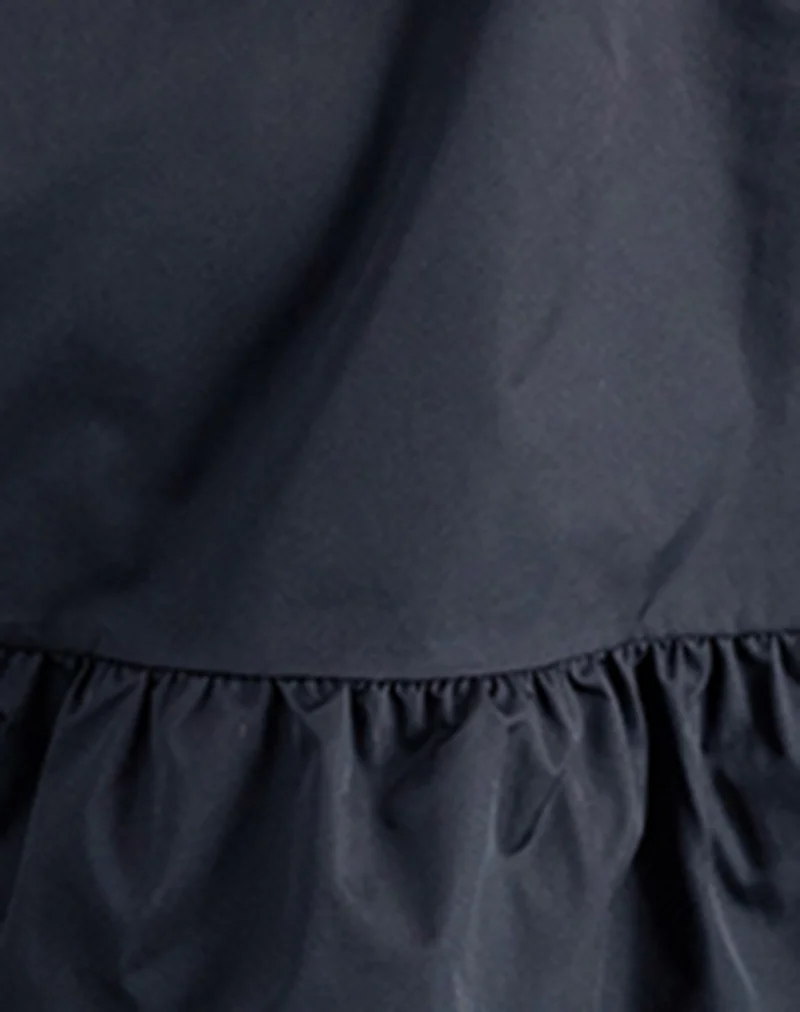Arkana Babydoll Mini Dress in Black Taffeta - Image 6