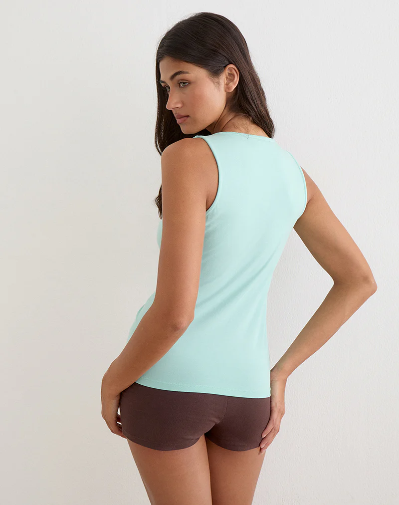 Arlys Twist Detail Top in Rayon Jersey Aqua - Image 4
