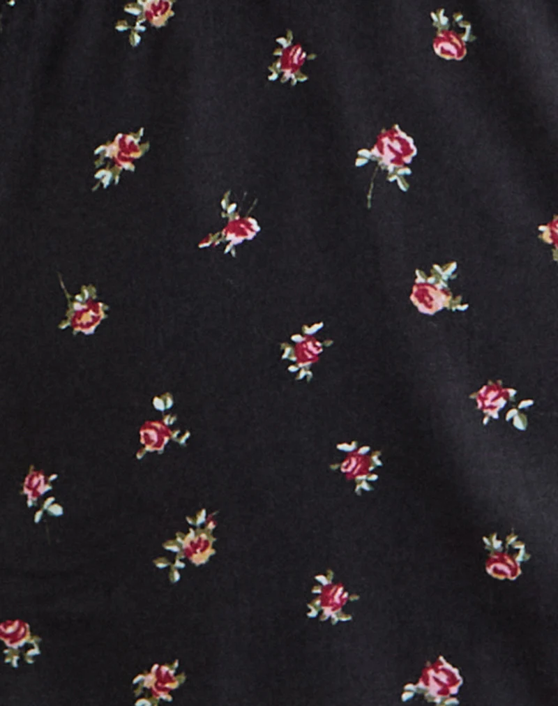 Asana Top in Black with Red Rose Ditsy Print - Image 6