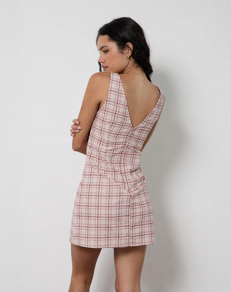 Asatari Mini Dress in Basic Tartan Pink - Image 4