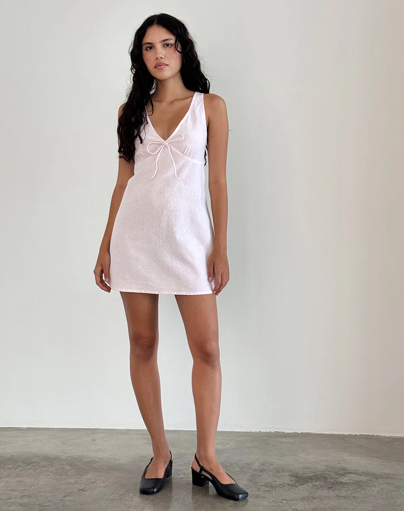 Asatari Tie Front Dress in Light Pink - Image 4