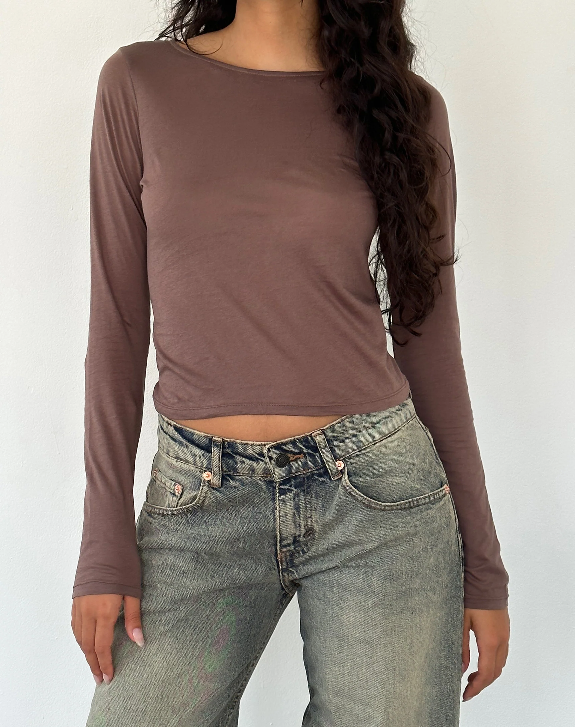 Asma Long Sleeve Top in Nutmeg - Image 3