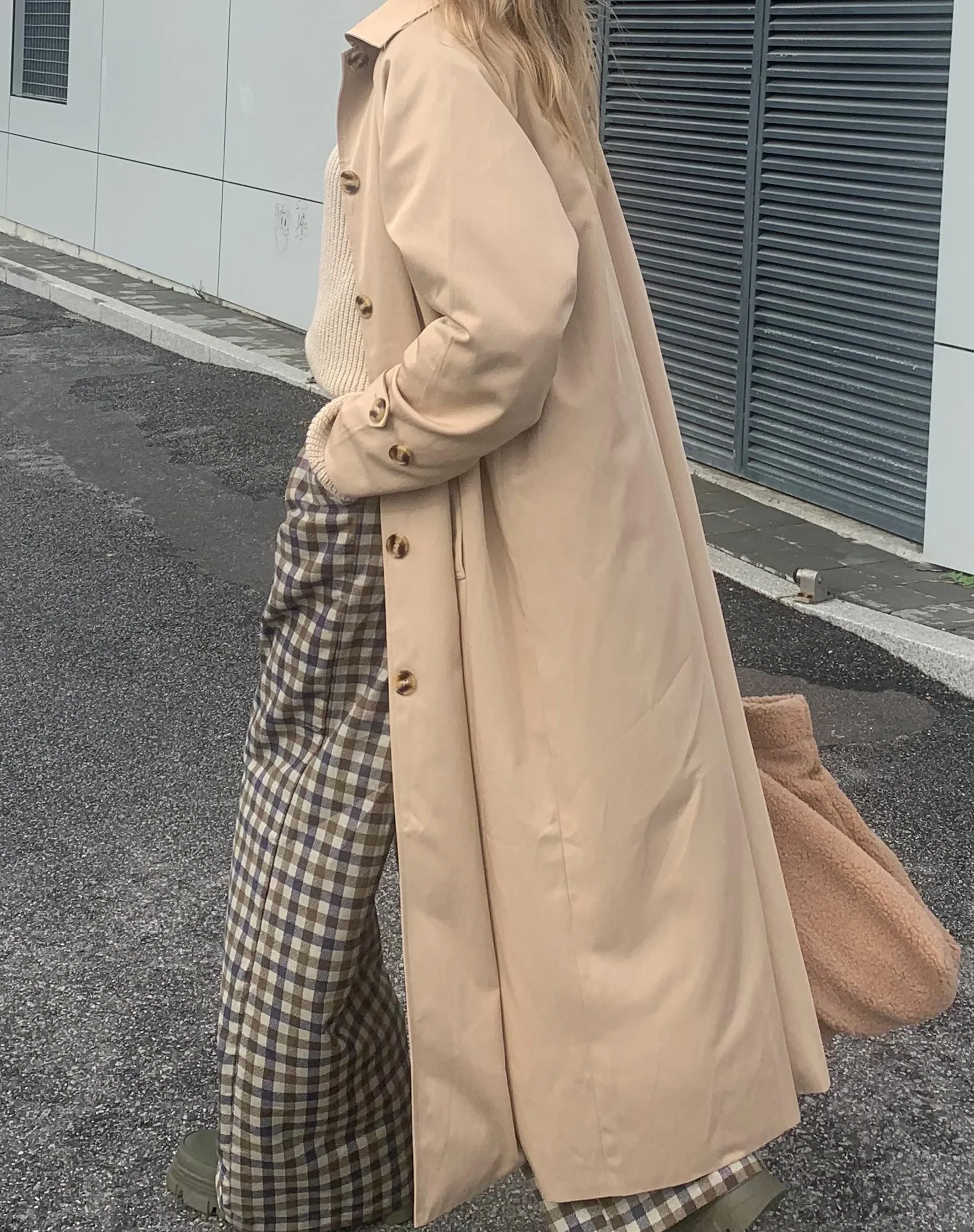Assa Trench Coat in Beige with Stripe Lining - Image 2