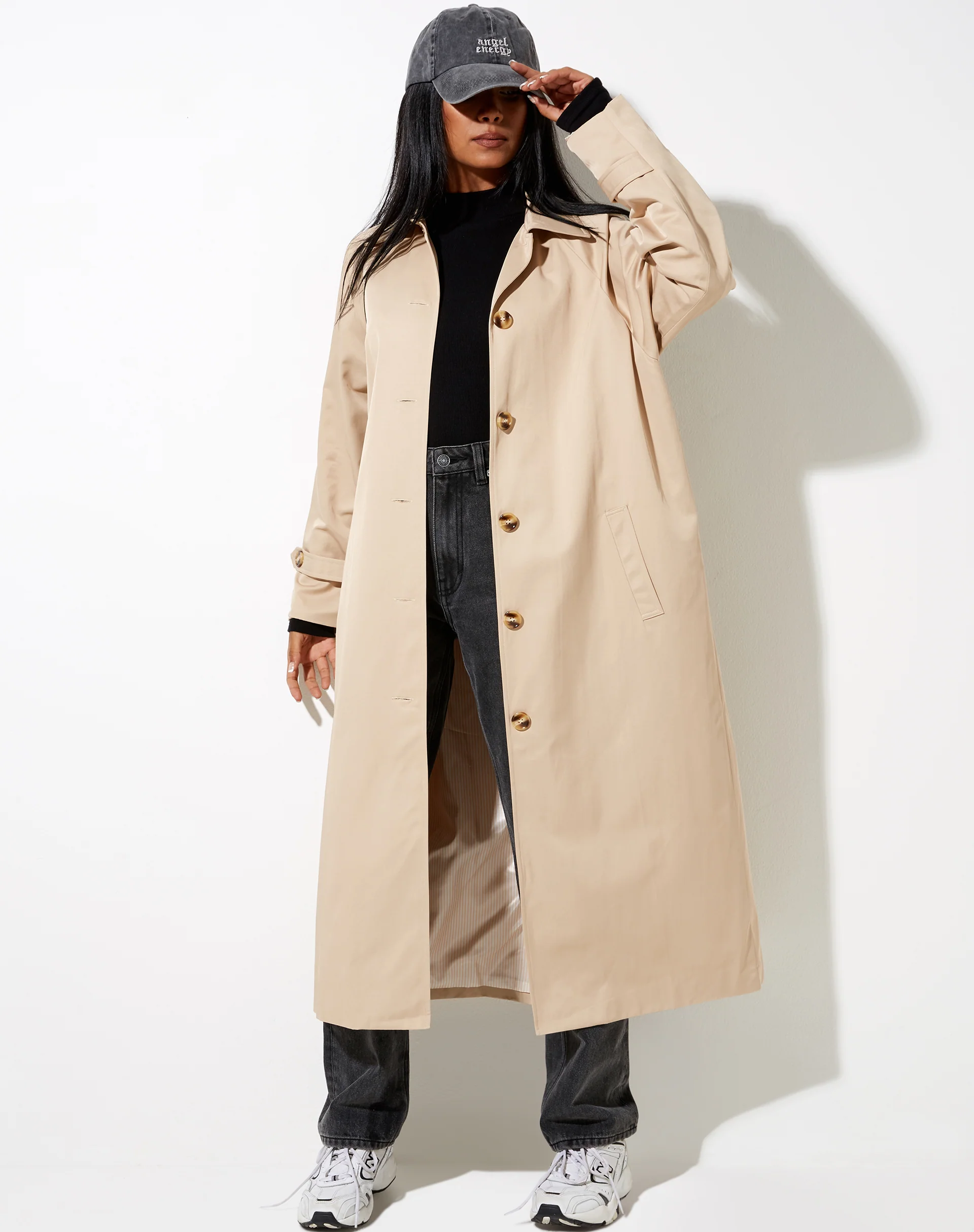 Assa Trench Coat in Beige with Stripe Lining - Image 4