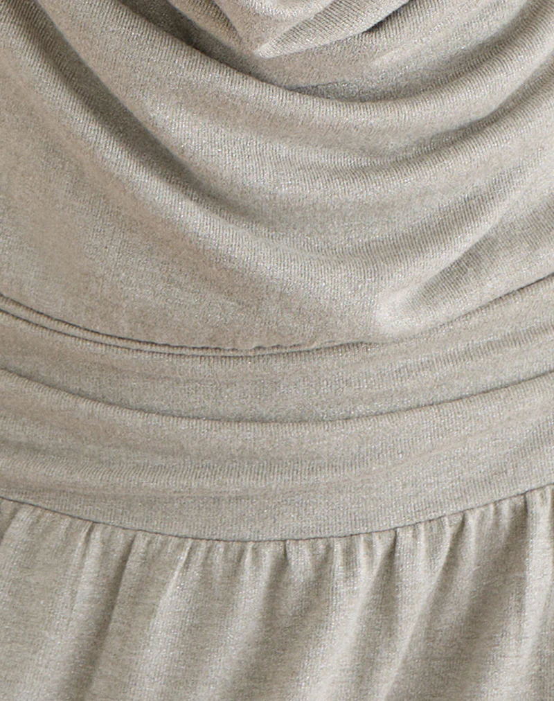 Astara Mini Dress in Shimmer Knit Light Grey - Image 6