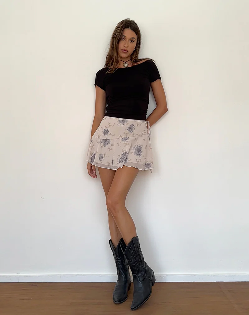 Athalia Mini Skirt in Wild Rose Blue - Image 3