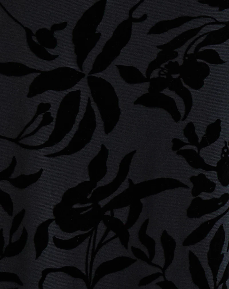 Atira Midi Skirt in Flock Leaf Flower Black - Image 6