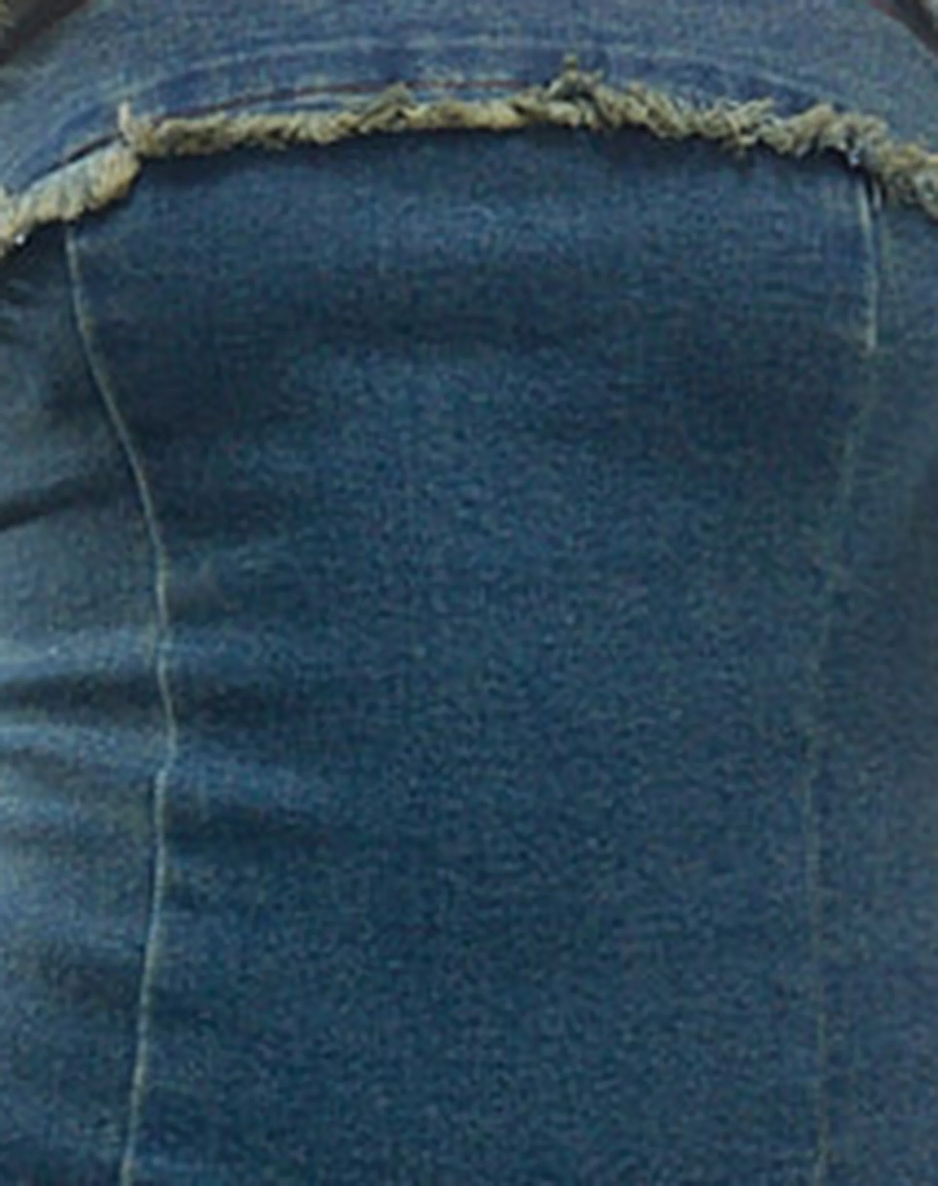 Atun Denim Bandeau Maxi Dress in Brown Blue Acid Wash - Image 7