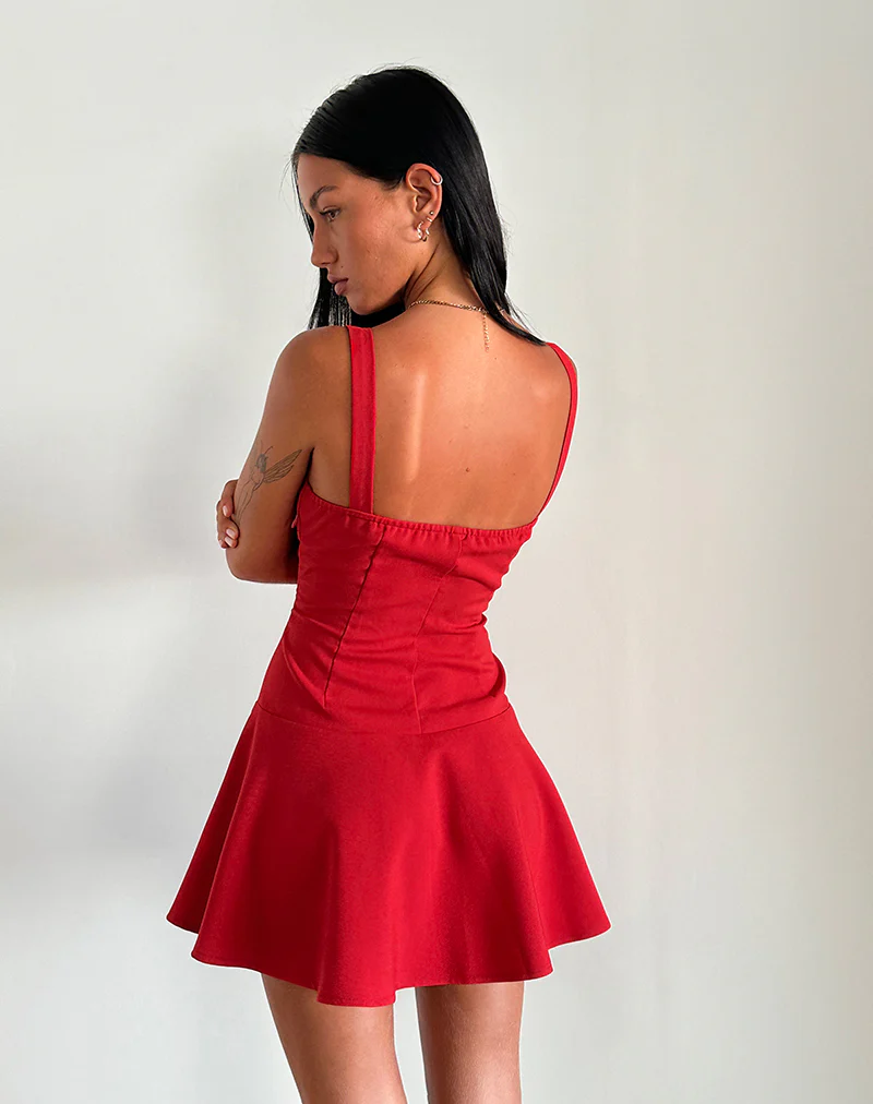 Audra Mini Dress in Red - Image 7