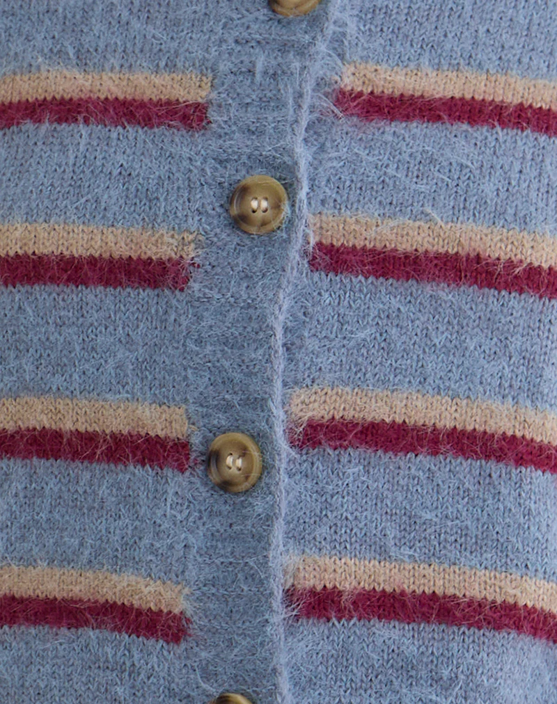 Audrina Cardigan in Blue and Red Stripe - Image 6