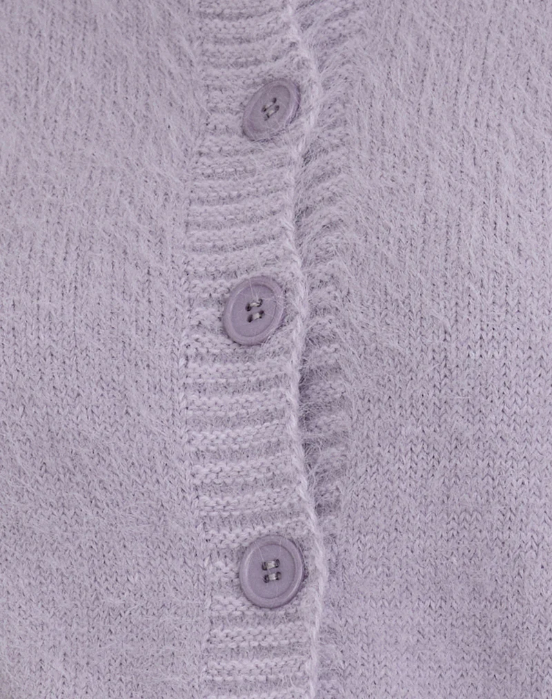 Audrina Cardigan in Fluffy Knit Dusty Lilac - Image 6