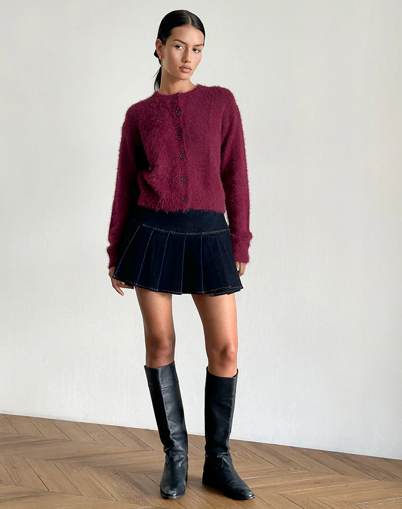 Audrina Cardigan in Fluffy Burgundy - Image 5