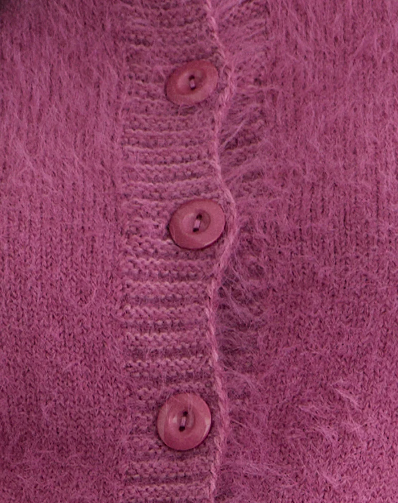 Audrina Cardigan in Fluffy Knit Grape - Image 5