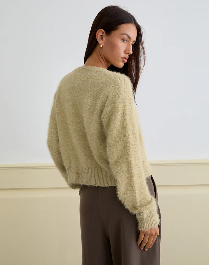 Audrina Cardigan in Fluffy Knit Sage - Image 5