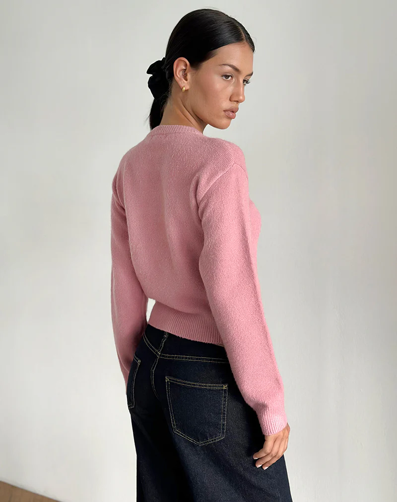 Aura Cardigan in Dusty Pink - Image 3
