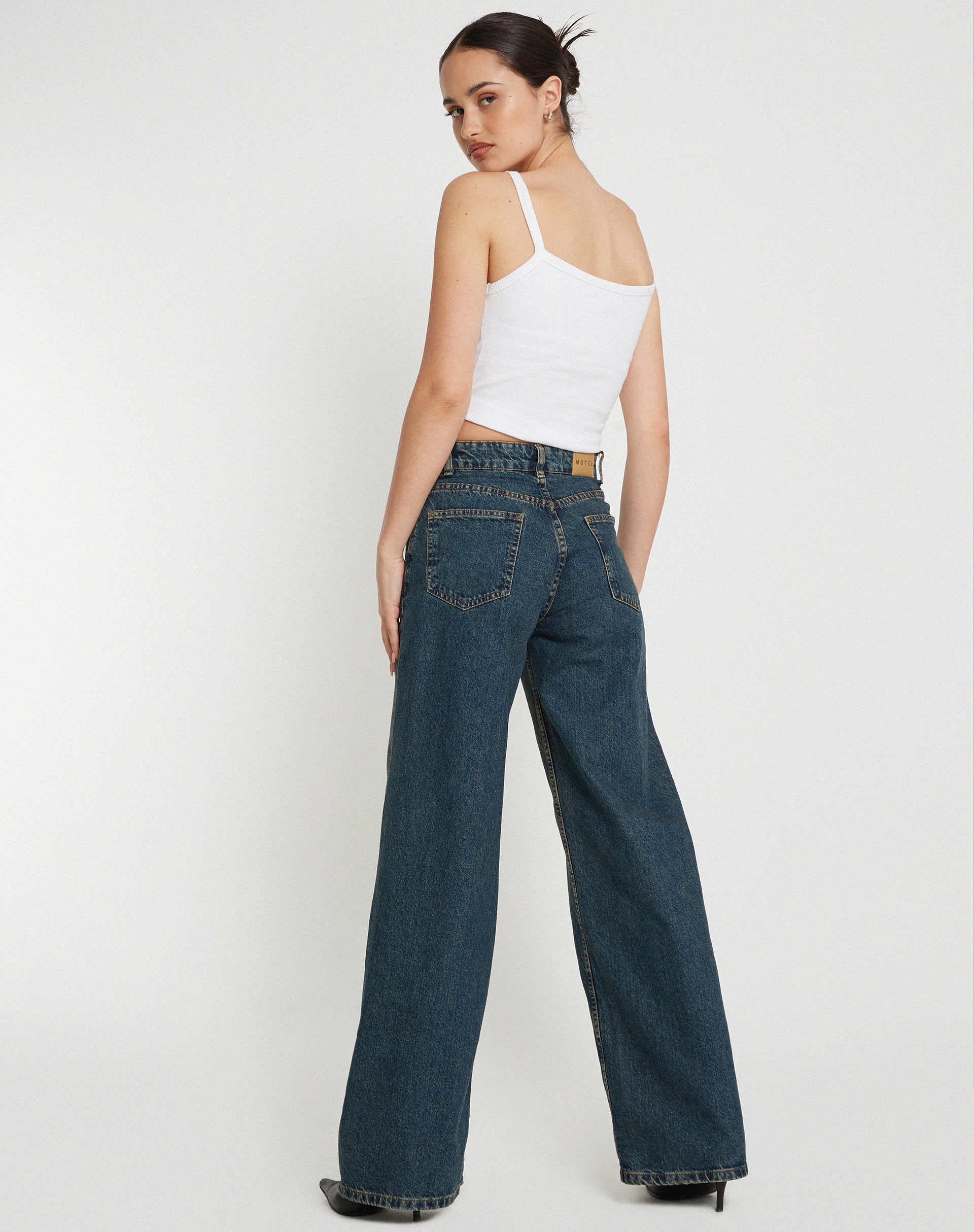 Aus Ribbed Vest Top in White - Image 6