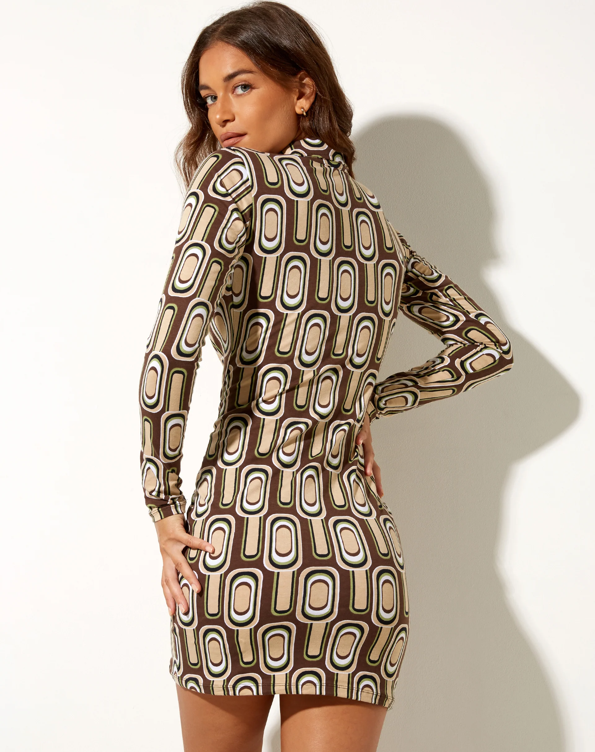 Avaya Dress in Retro Spot Brown - Image 2