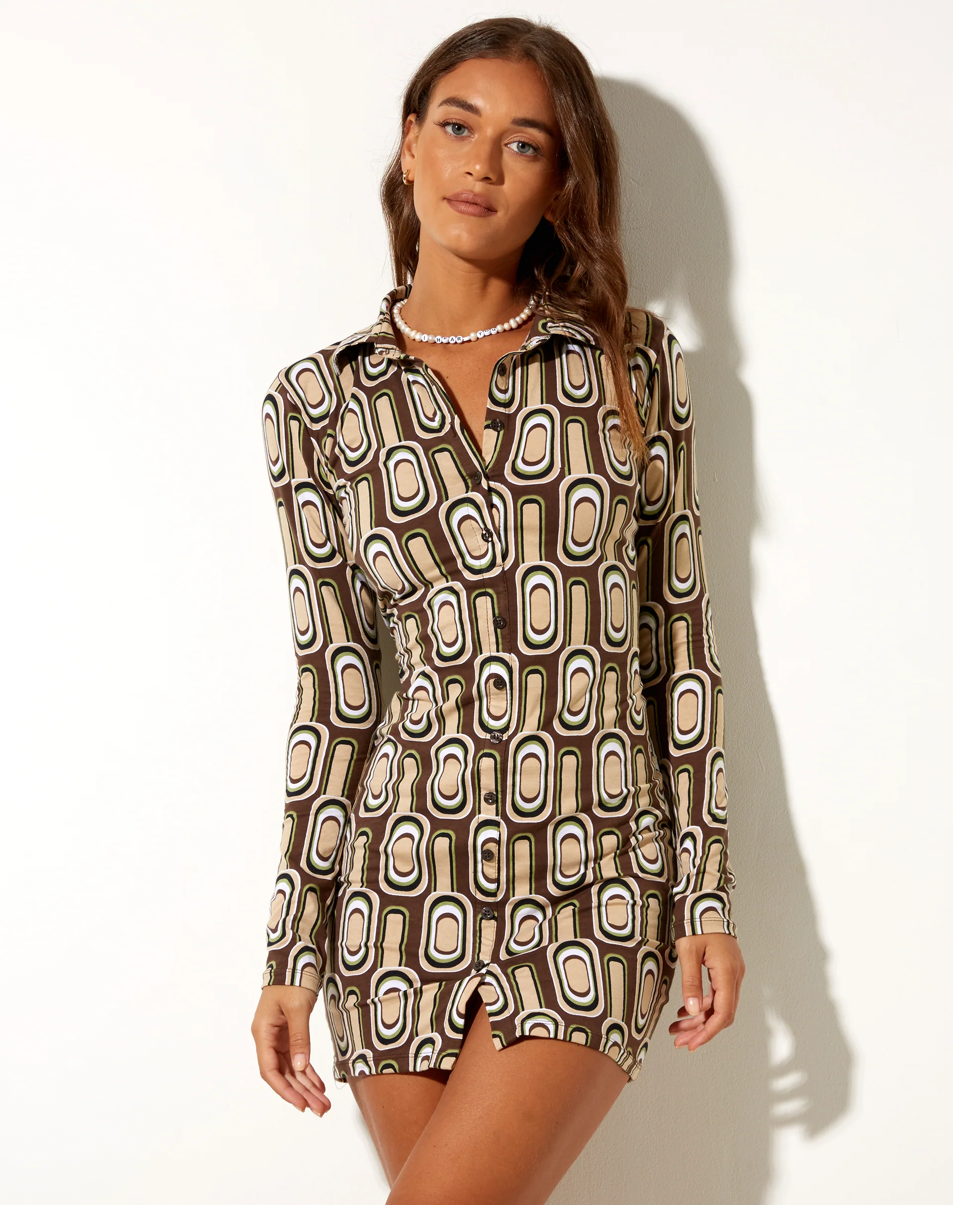 Avaya Dress in Retro Spot Brown - Image 4