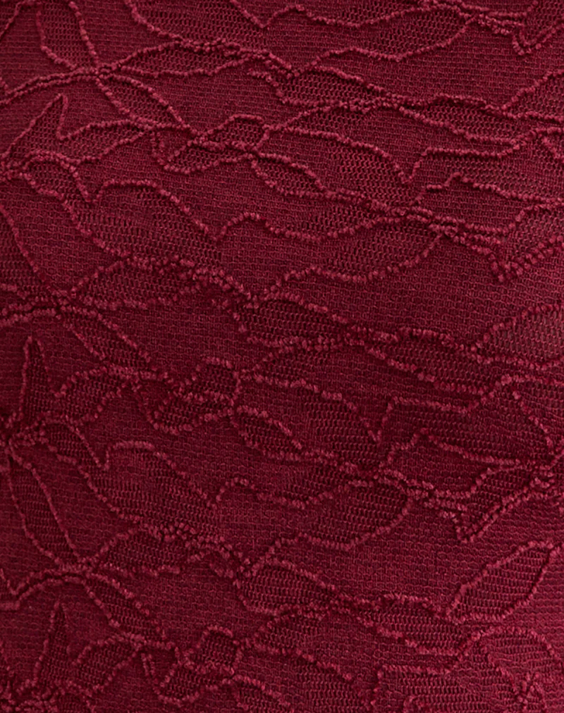 Aven Asymmetric Top in Textured Knit Red - Image 6