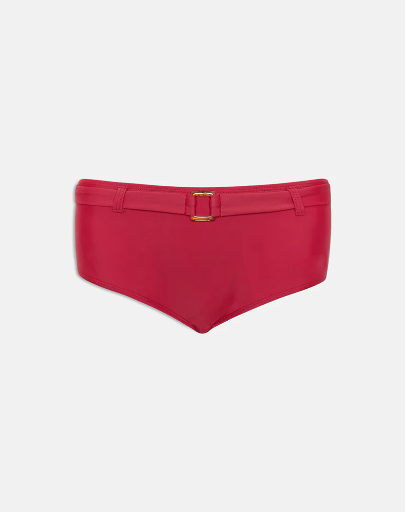 Avi Swim Short in Cardinal Red with Belt - Image 3