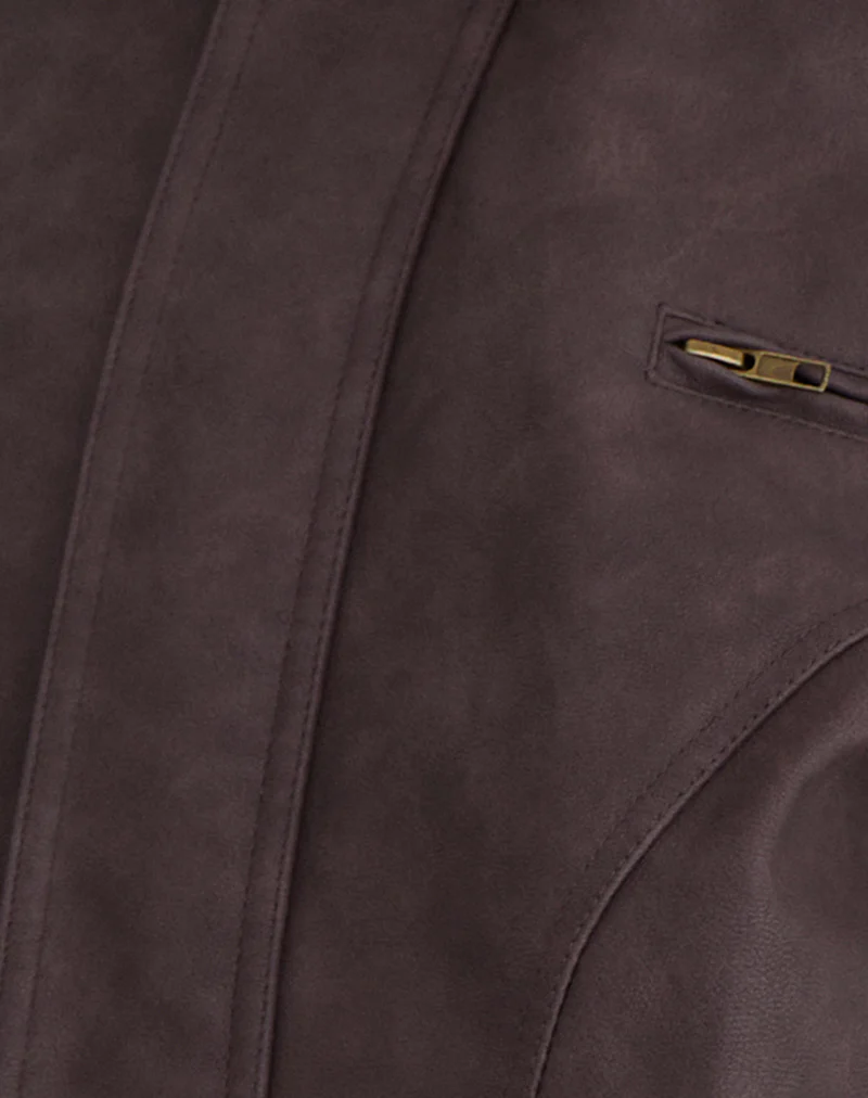 Aviara Jacket In PU Dark Brown - Image 6