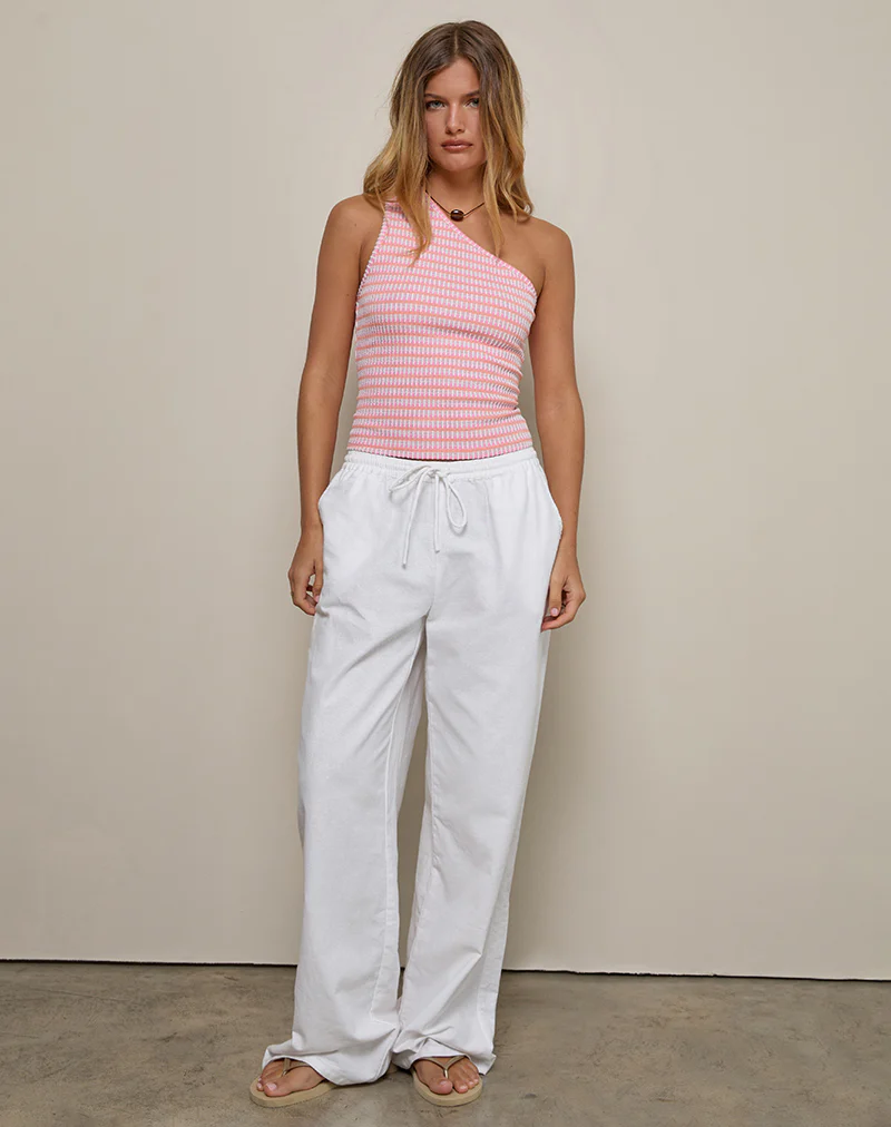 Aviel Top in Textured Rib Stripe Pink - Image 4