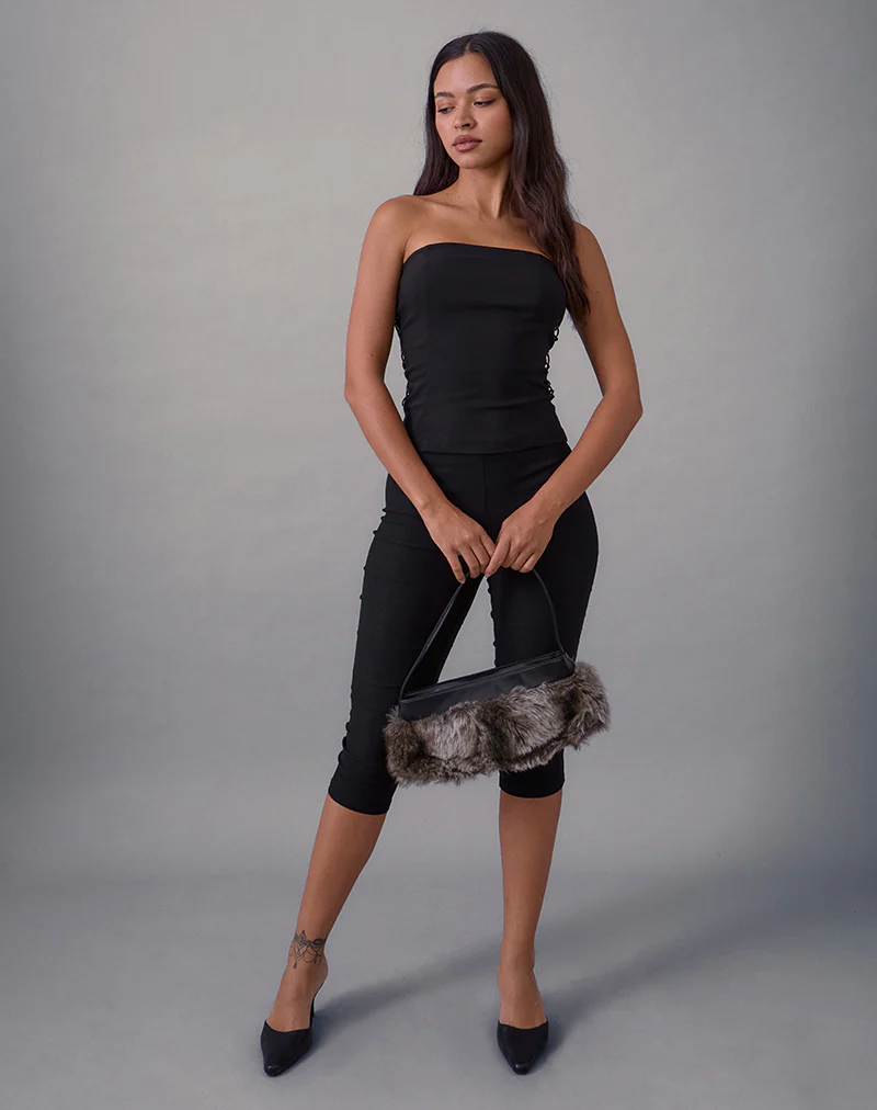 Avira Lace Up Bandeau Top in Tailoring Black - Image 3