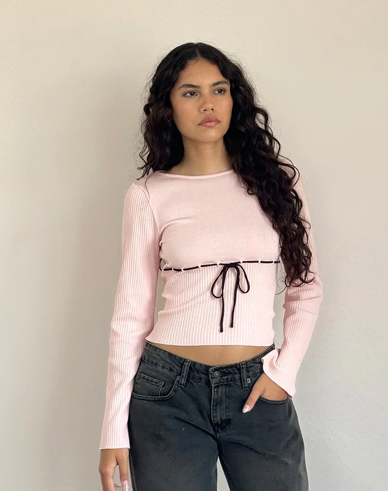 Awdella Top in Blush Pink with Black - Image 2