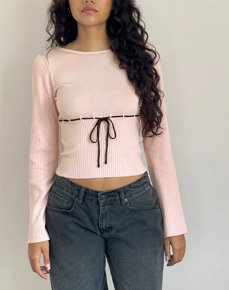 Awdella Top in Blush Pink with Black - Image 3