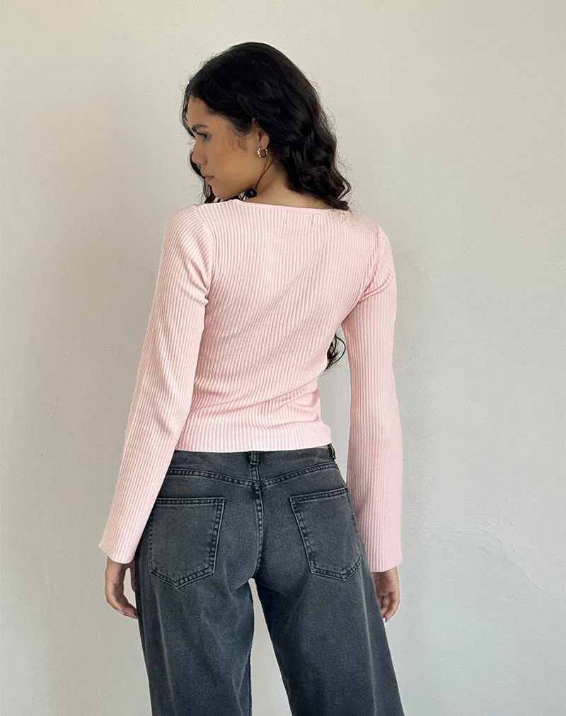 Awdella Top in Blush Pink with Black - Image 5