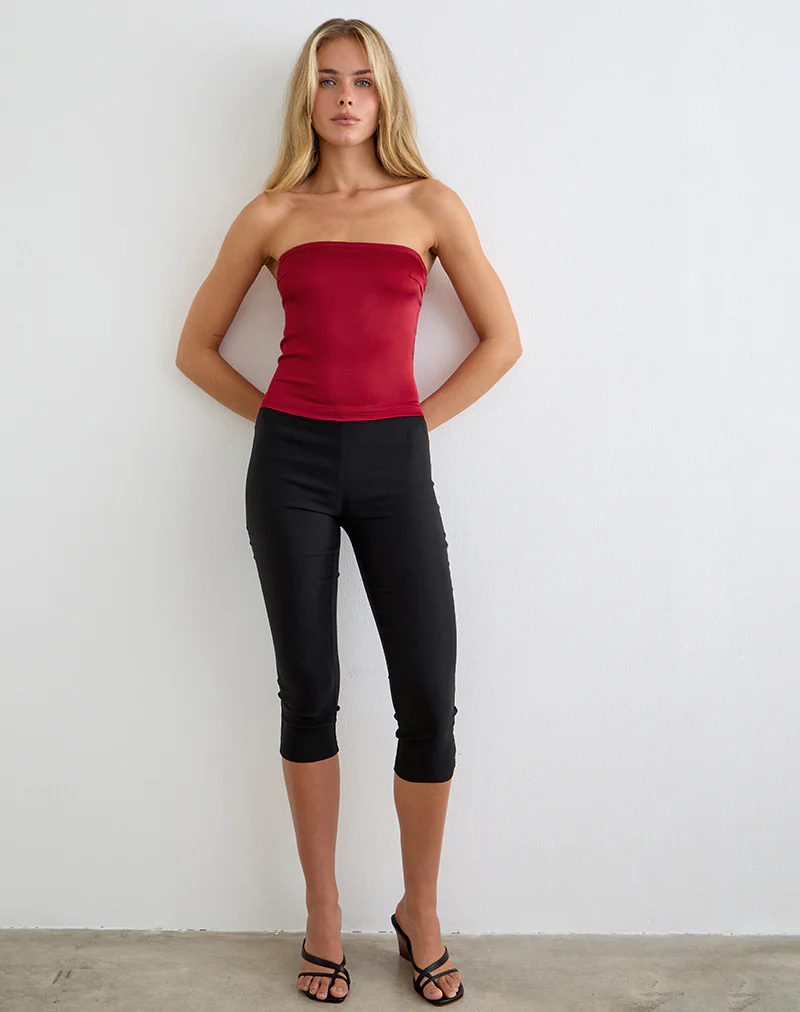 Ayaka Lace Up Corset Top in Satin Red - Image 3