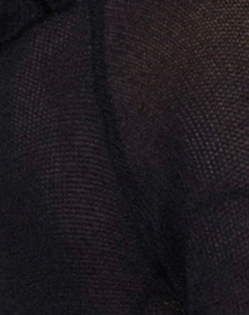 Ayako Frill Fine Knit Top in Black - Image 6