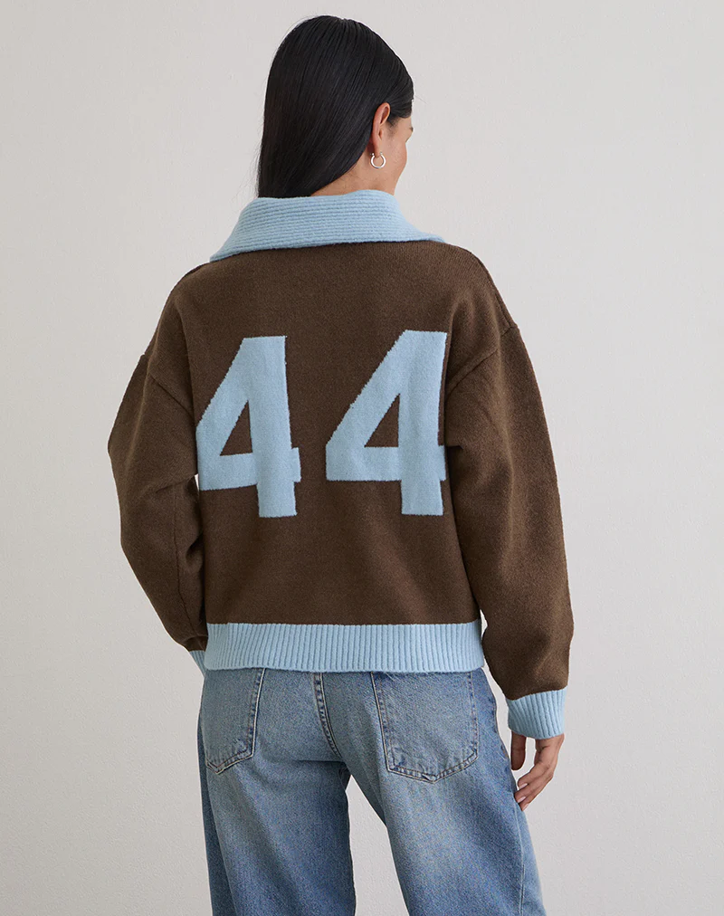 Ayamu Zip Jumper in Knit Brown - Image 3
