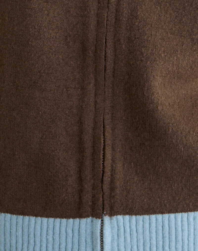 Ayamu Zip Jumper in Knit Brown - Image 5