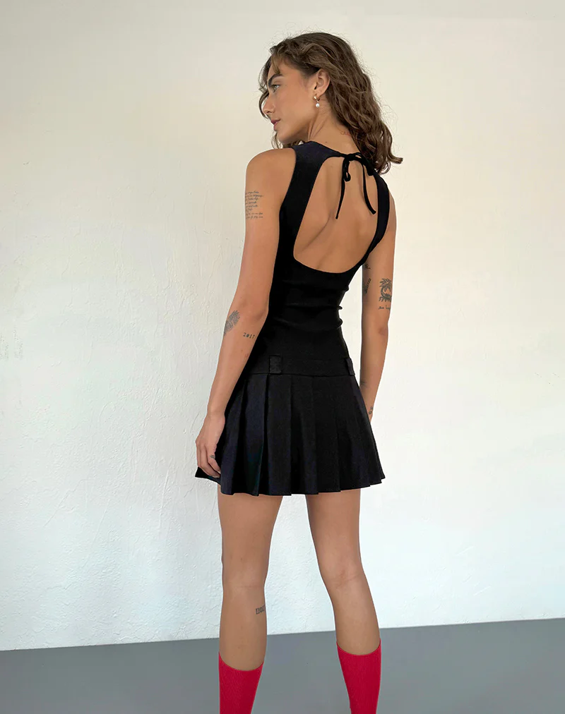 Ayosa Backless Mini Dress in Black - Image 4