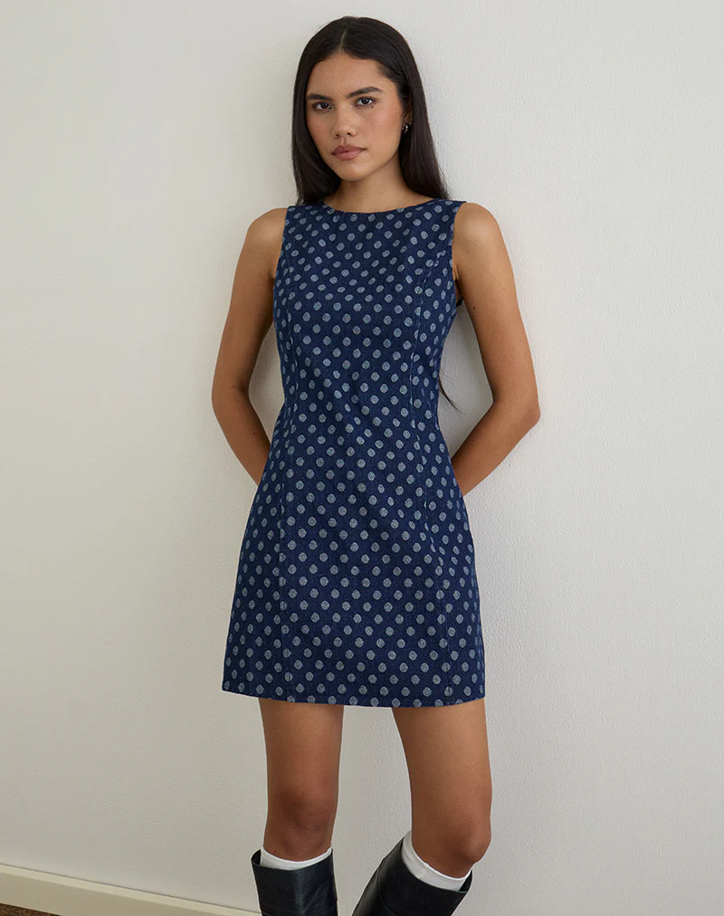 Ayura Dress in Polka Chambray Indigo - Image 3