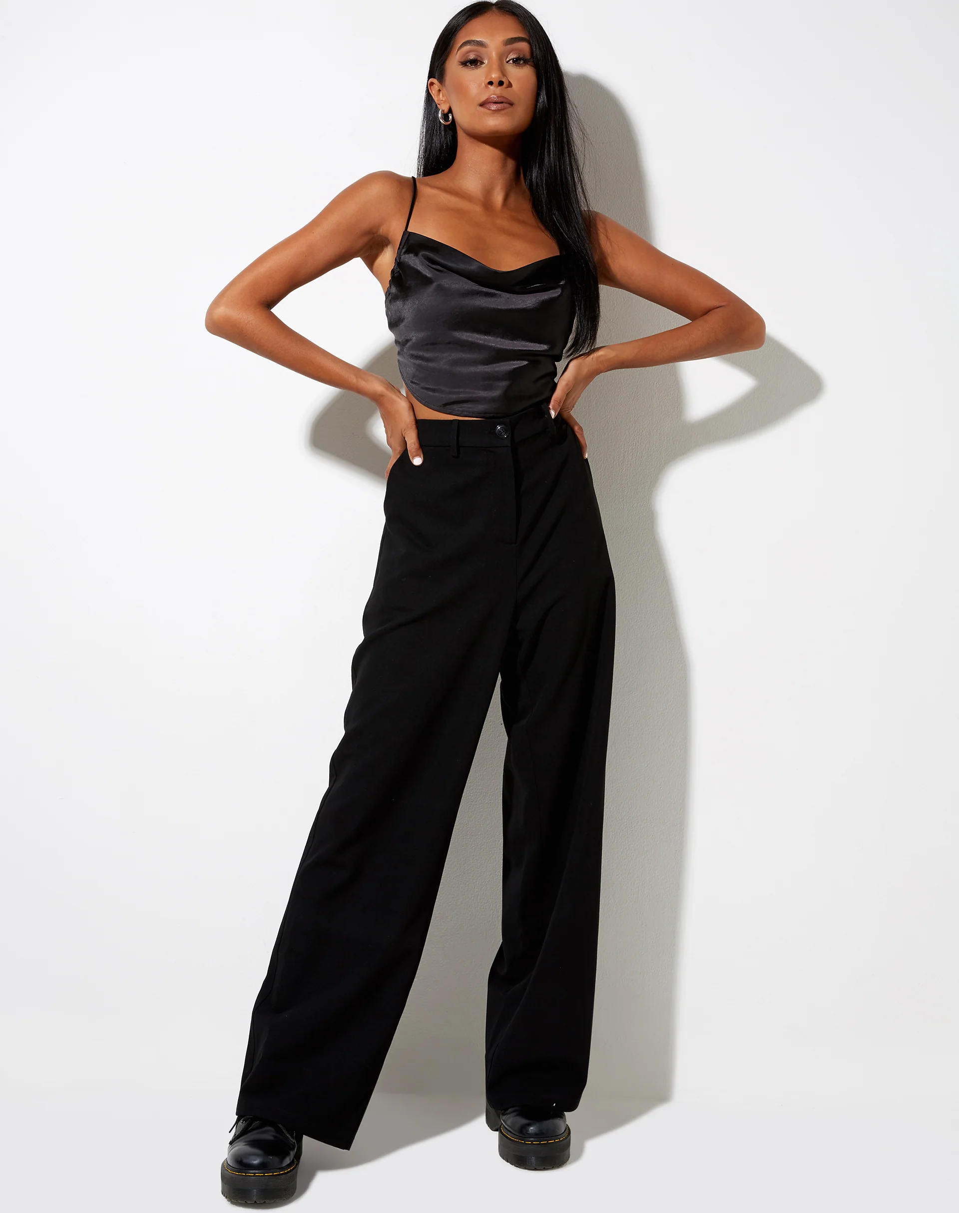 Baila Crop Top in Satin Black - Image 4