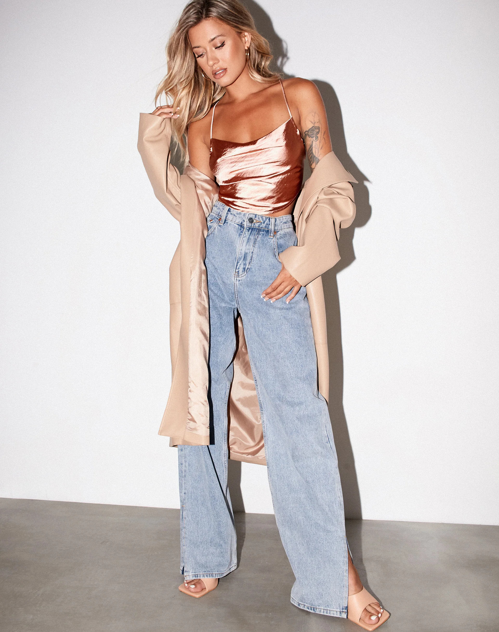 Baila Crop Top in Satin Rose Gold - Image 6