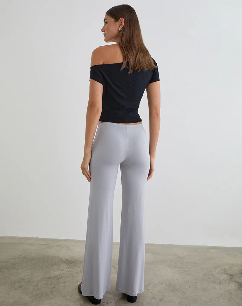 Baku Wide Leg Trouser in Rayon Jersey Lilac Grey - Image 5