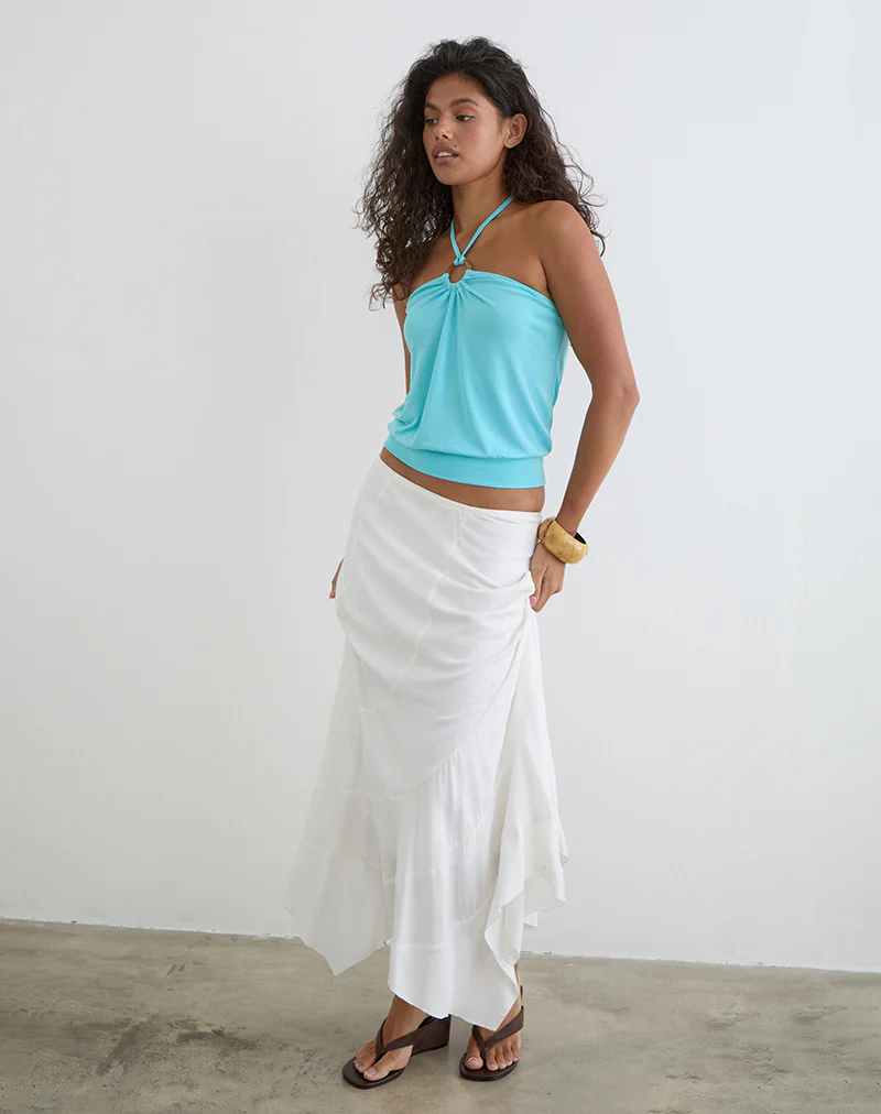 Ballerie Halter Top in Cupro Aqua - Image 3
