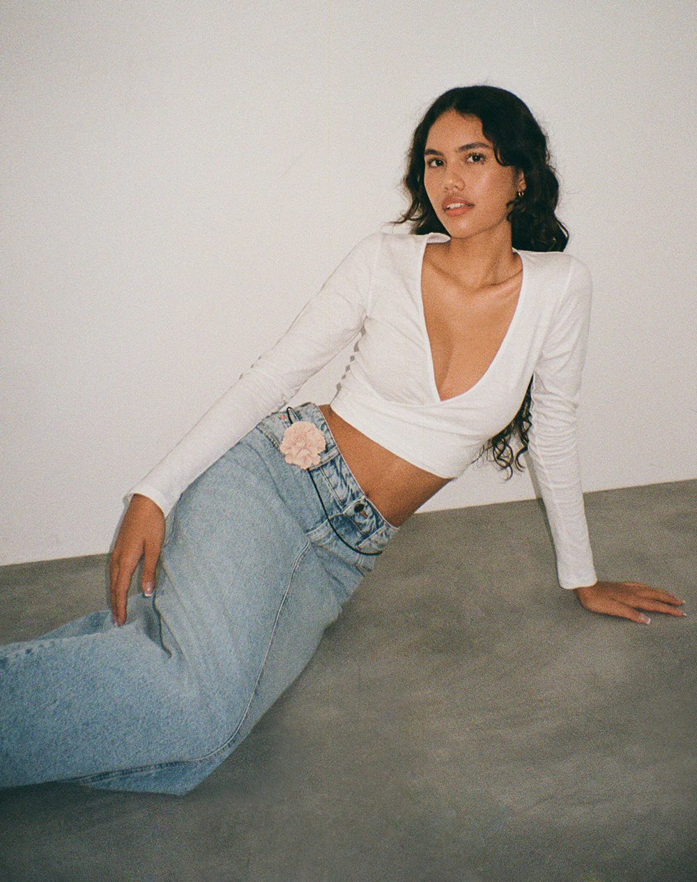 Ballet Wrap Top in White Jersey - Image 2