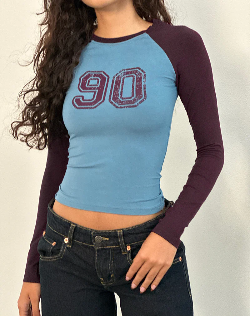 Balqis Long Sleeve top in Blue Redwood Combination - Image 3