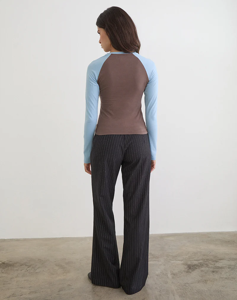 Balqis Long Sleeve Top in Coffee Quartz Nantucket Blue Combinaton - Image 3