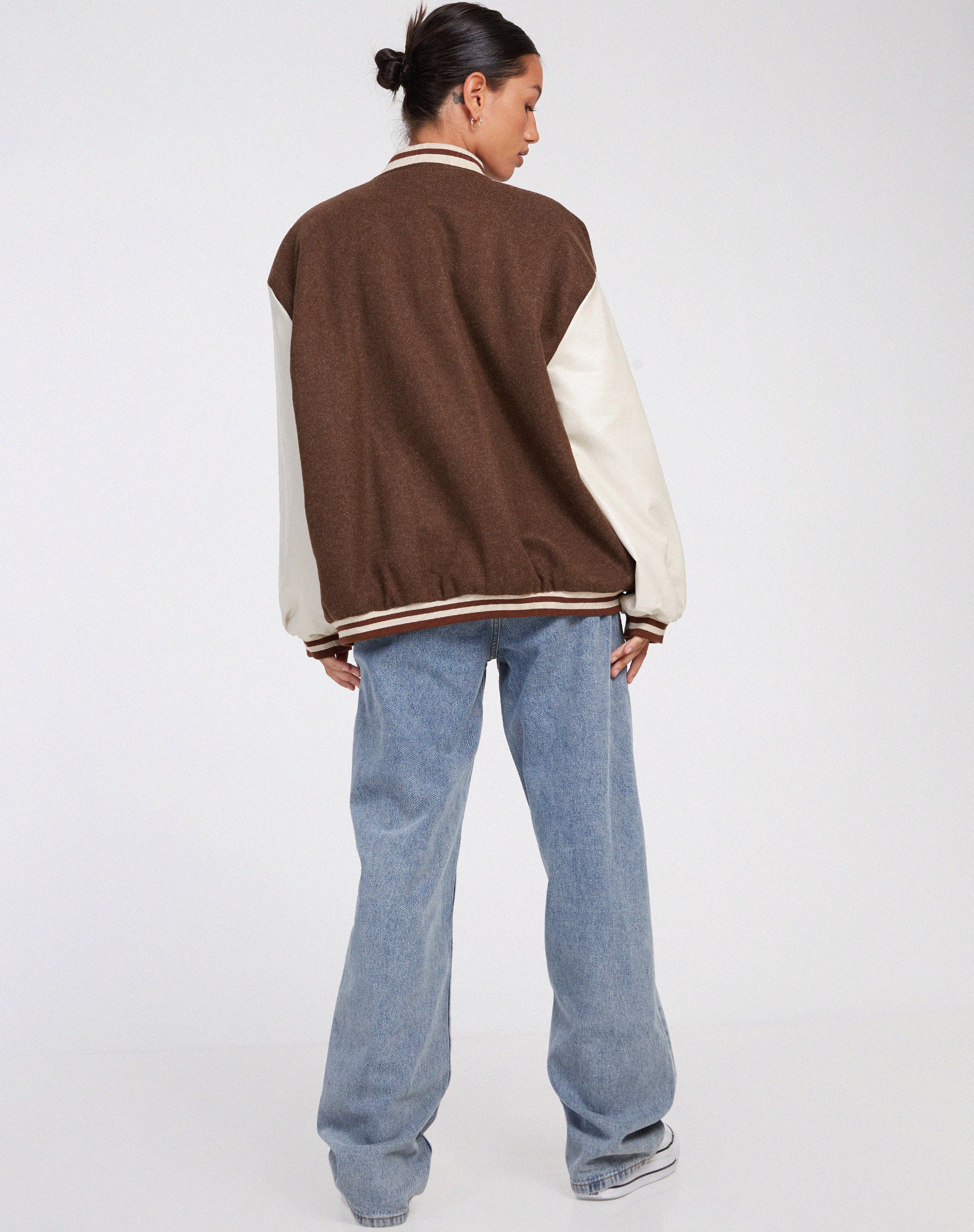 Bama Varsity Jacket in Brown Beige - Image 5