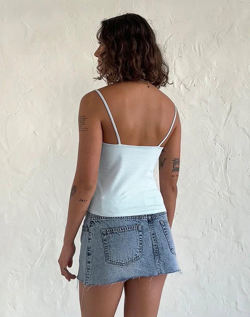 Barlyn Cami Top in Blue and White Stripe - Image 5