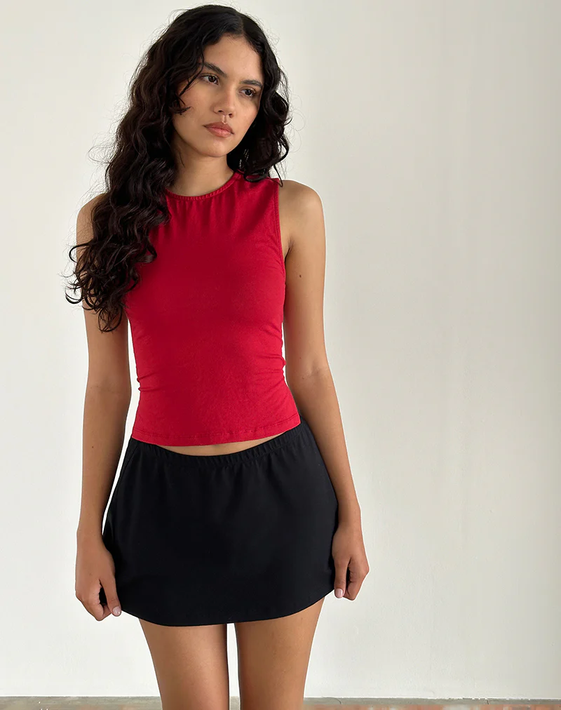 Baruna Tie Back Basic Top in Adrenaline Red - Image 2