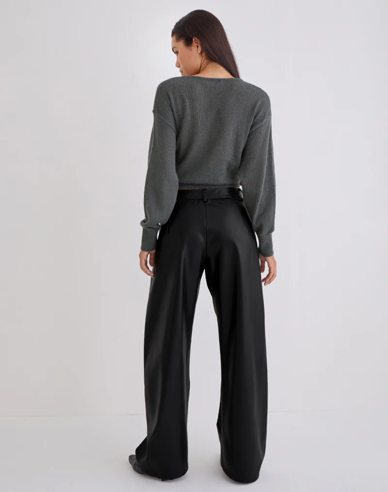 Barvyn Barrel Leg Trouser in PU Black - Image 4