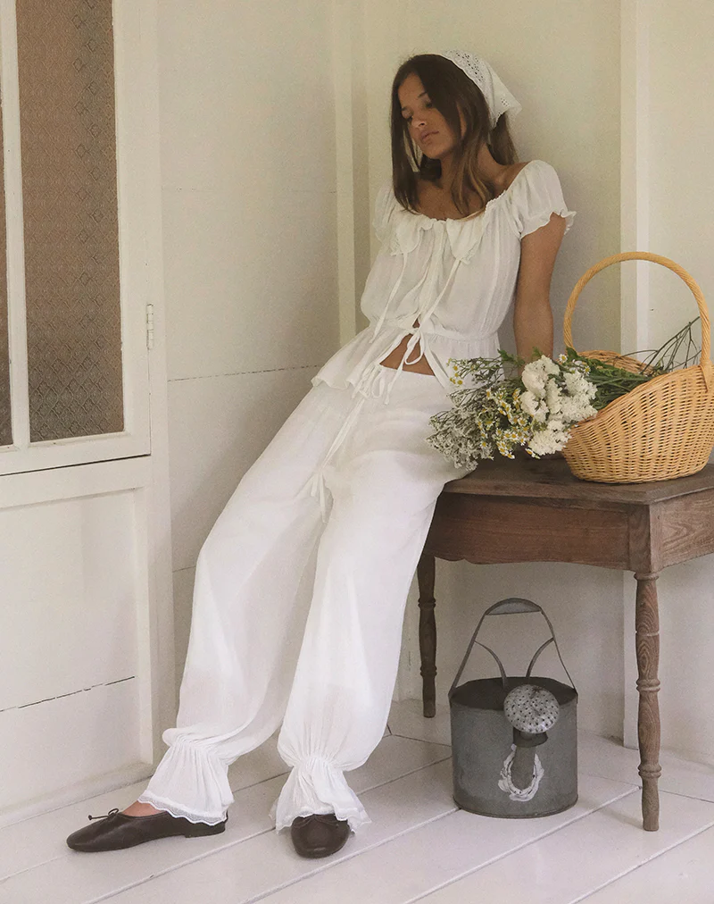 Basma Bloomer Trouser in Rayon White - Image 2