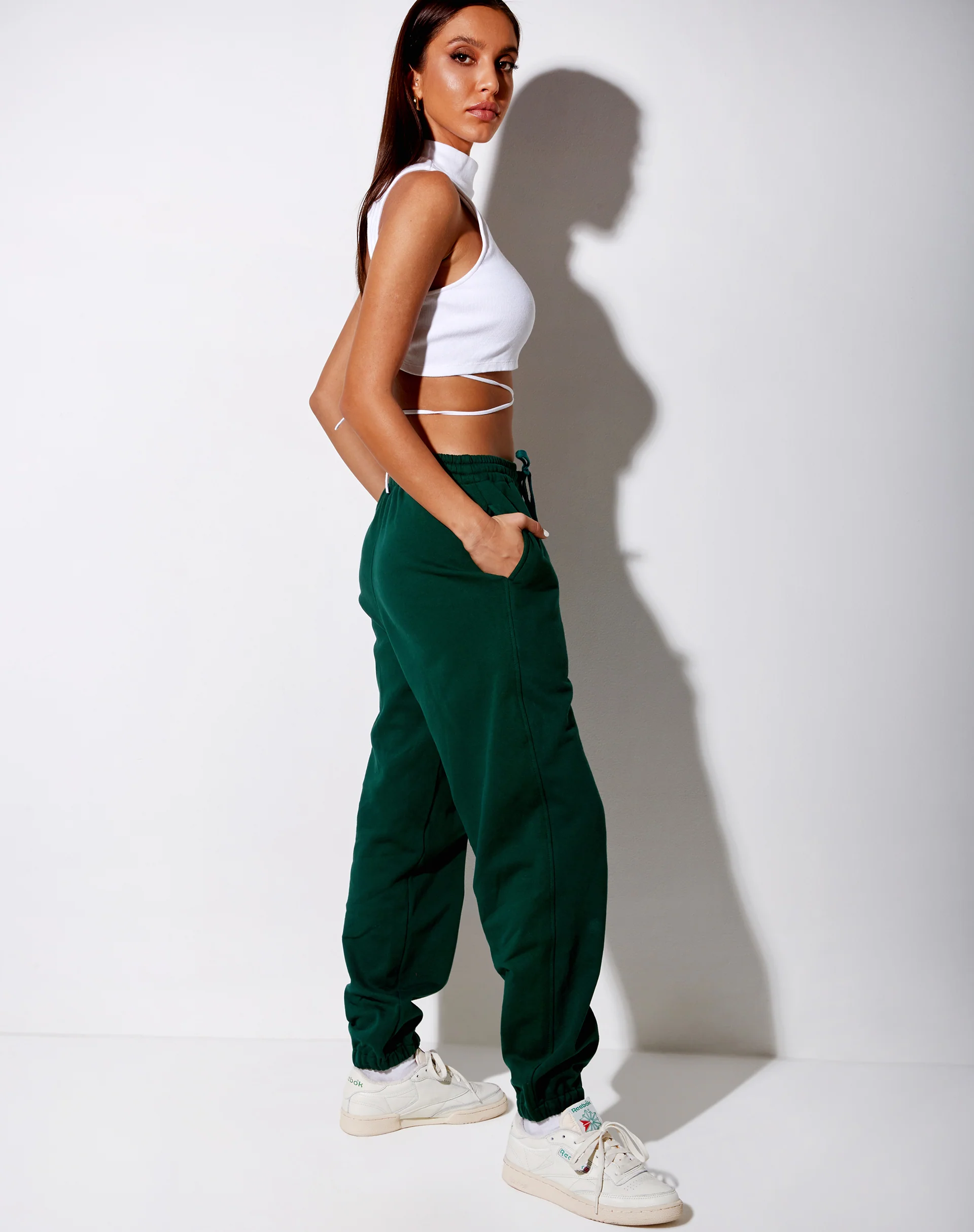 Basta Jogger in Bottle Green with 'Take Care Of Yourself' Embro - Image 4